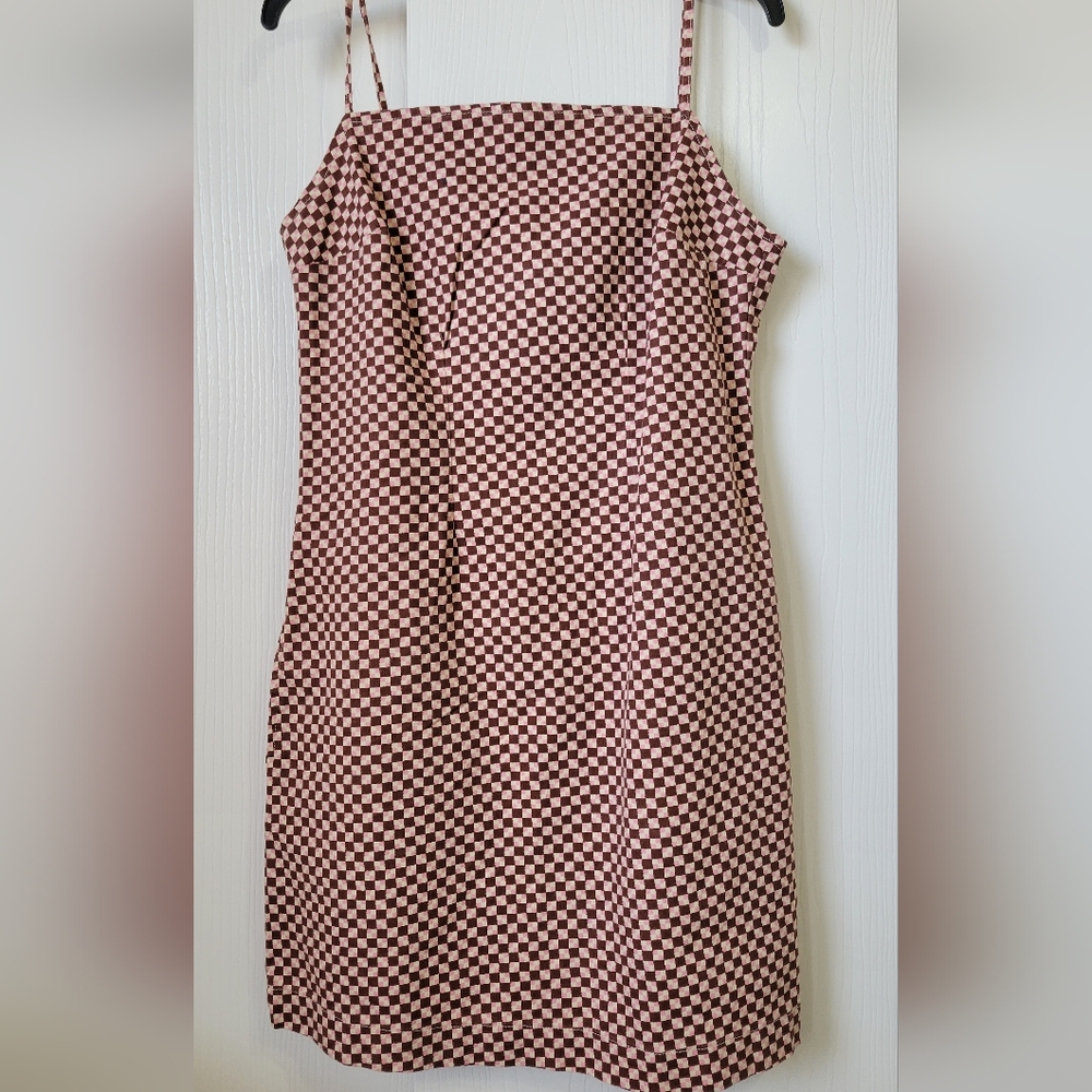NWT Levi's Brown Multicolor Checkered Mini Sundress Size M - Picture 4 of 6